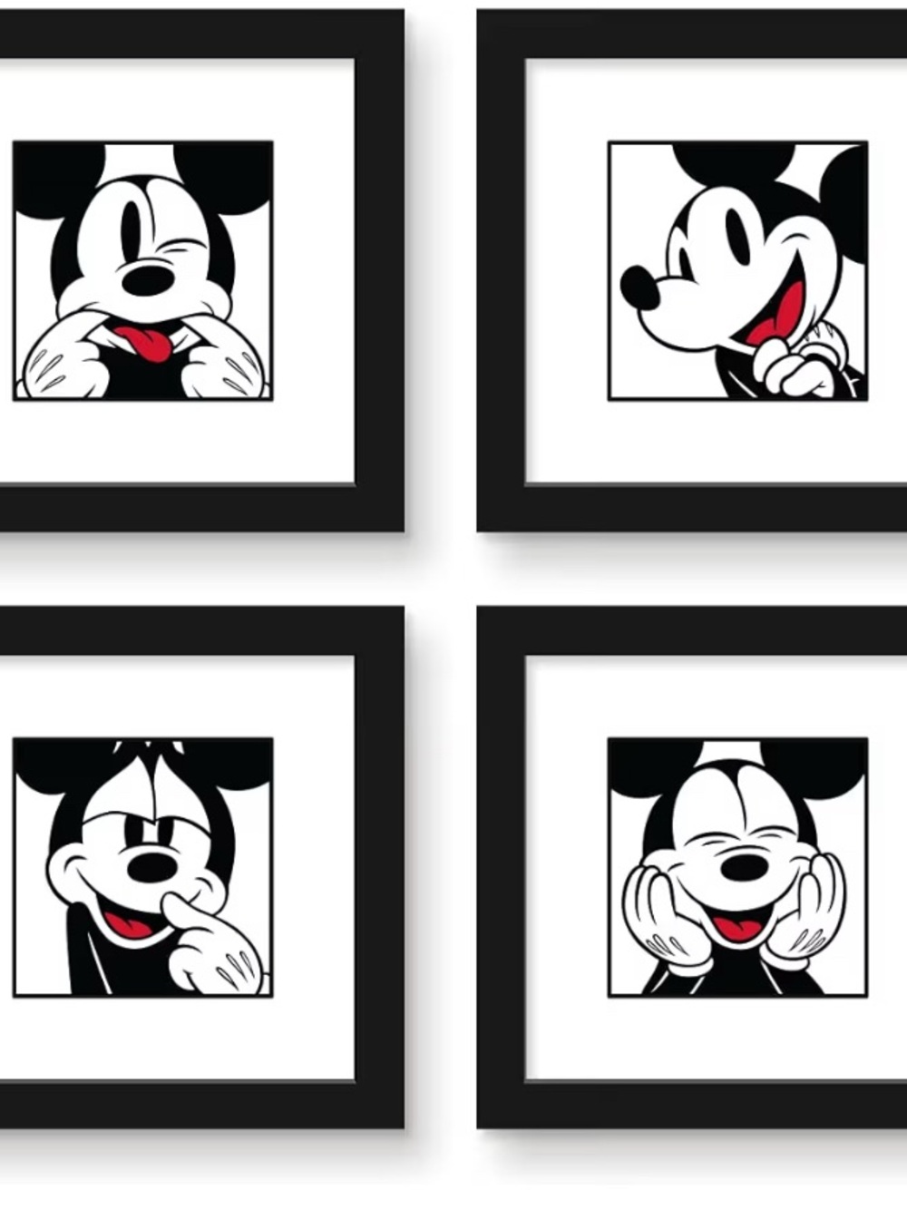 Mickey Mouse Black, White & Red Expression Wall Art Set